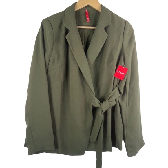 Spanx Crepe Wrap Blazer Midnight Olive Careerwear NWT - Picture 4 of 8